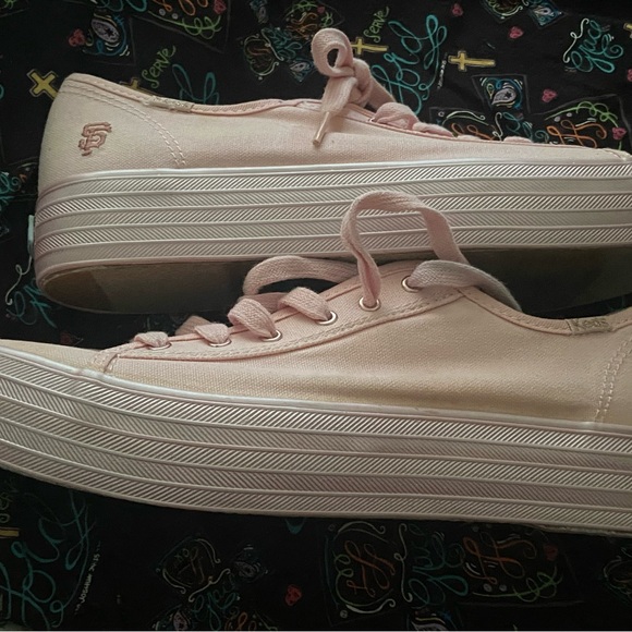 Keds Light Pink Canvas Platform Sneakers special edition, San Francisco Giants - Picture 1 of 7